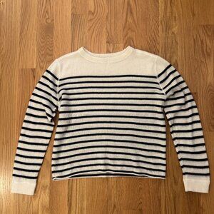 Reformation Cashmere Boyfriend Sweater in Gossamer Black Stripe Size S